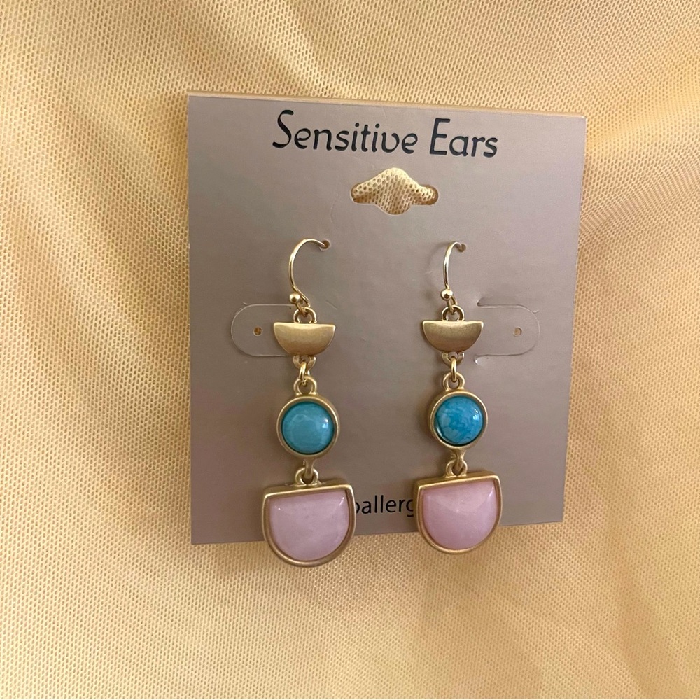 NEW Blue and Pink Dangle Earrings
